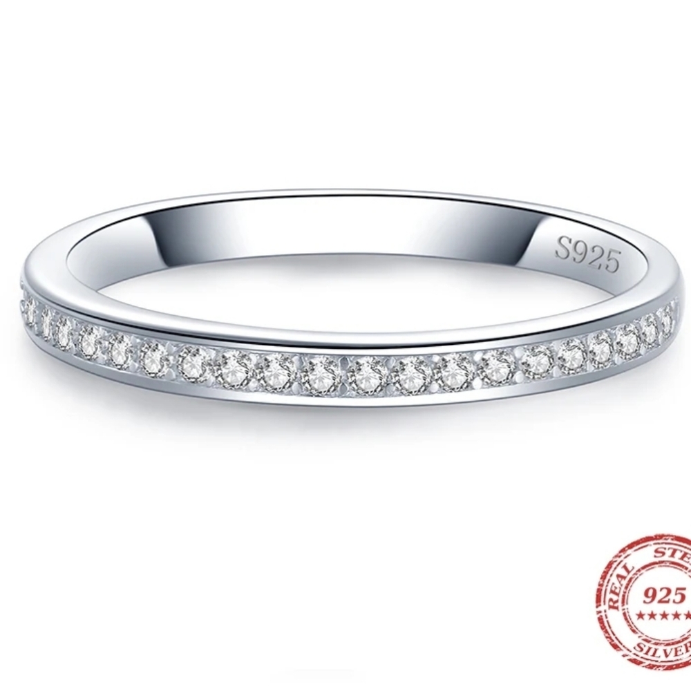 Sterling silver diamond ring